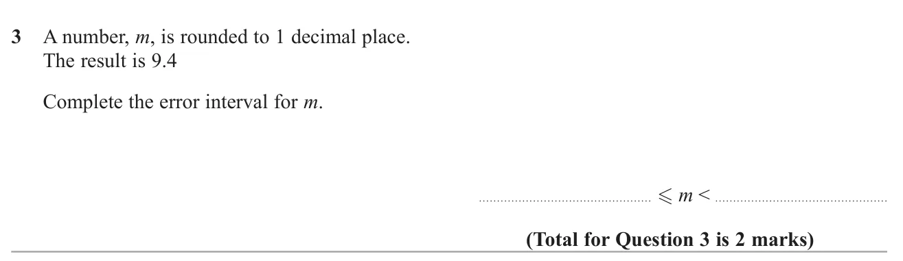 Write the error interval for a number rounded to one decimal place.