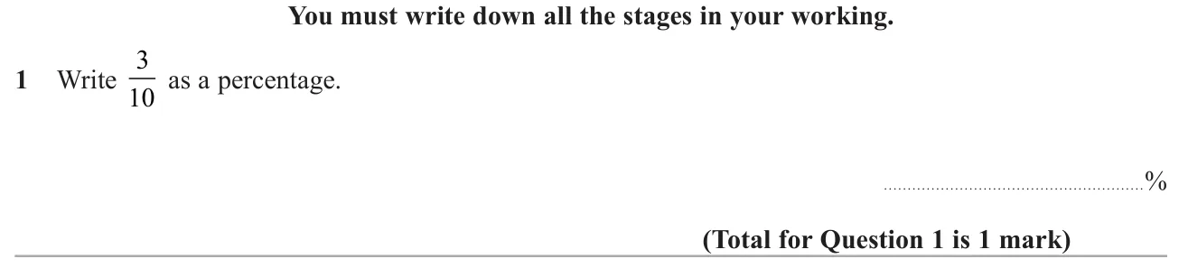 Convert a fraction in tenths into a percentage.
