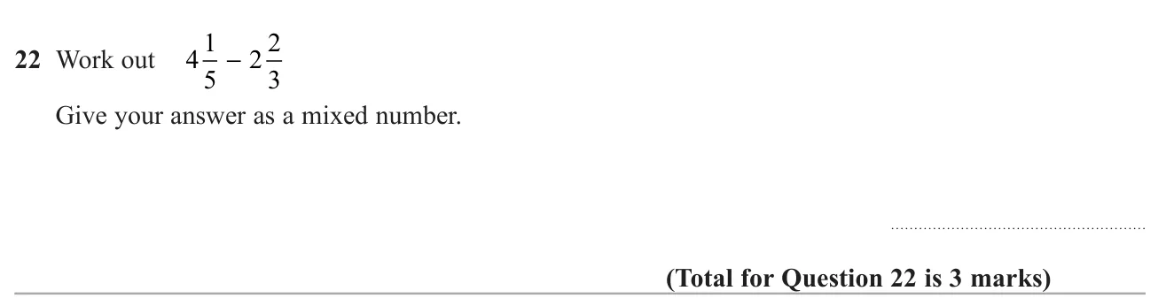 Subtract two mixed numbers and give the result as a mixed number.
