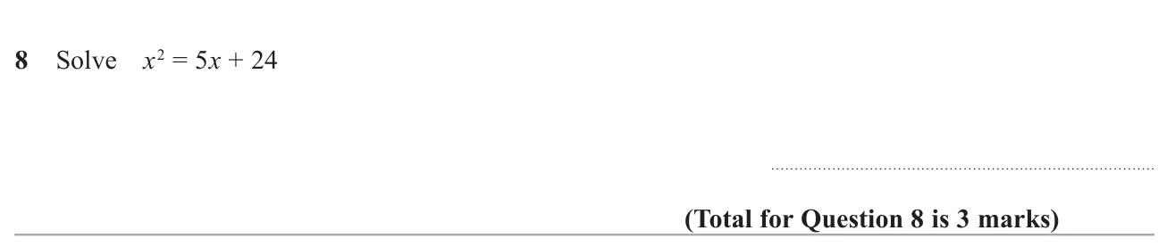 Rearrange a quadratic equation to equal zero and solve it by factorising.