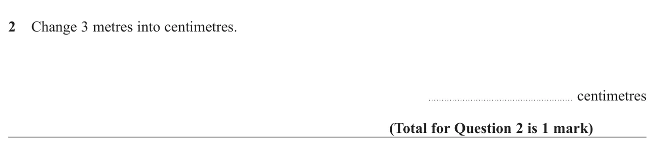 Convert a length in metres to centimetres.
