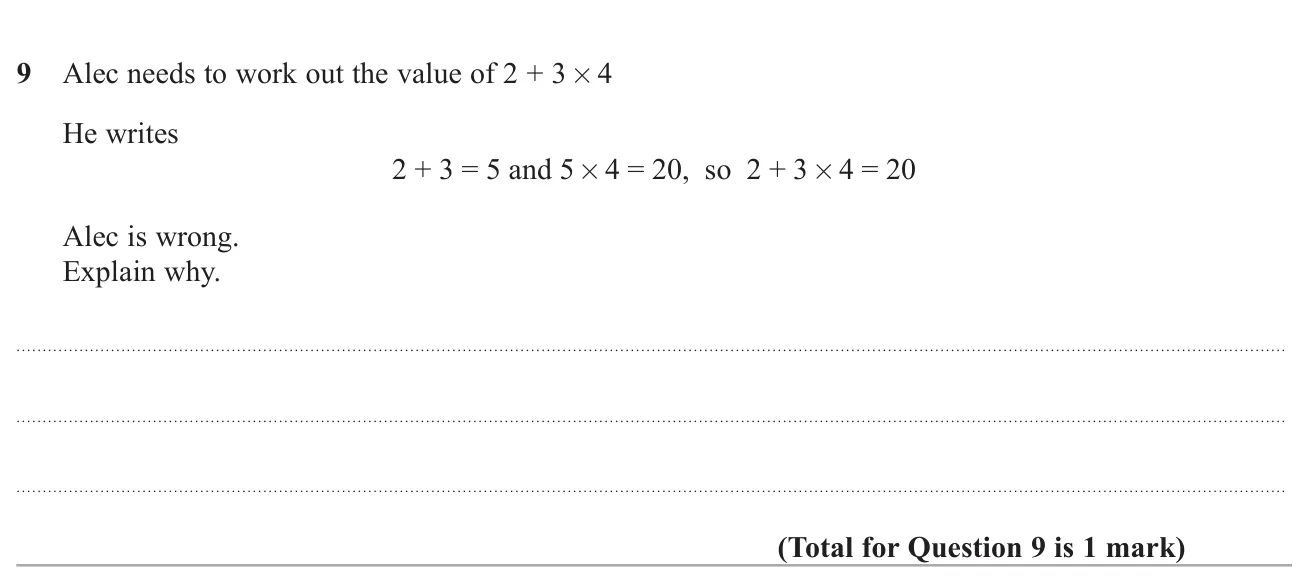 Explain the order-of-operations error in a calculation.