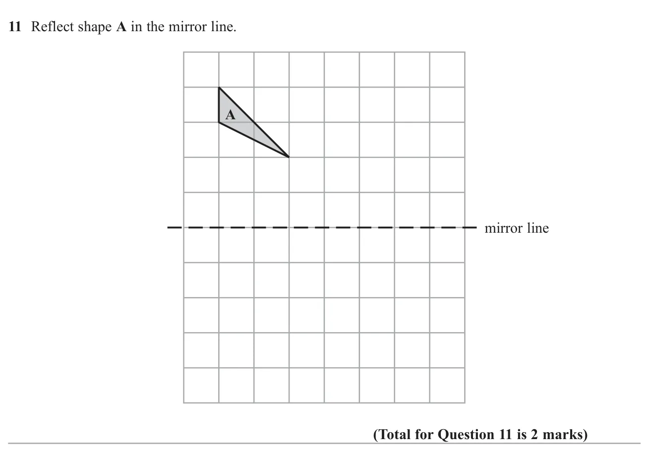 Reflect a shape on a grid in a given mirror line.