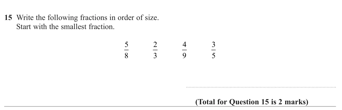 Put four fractions in ascending order.