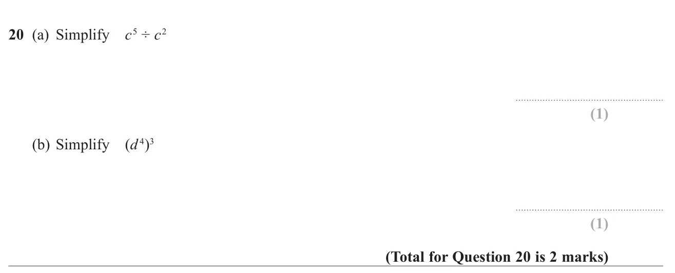 Simplify expressions using index laws for division and a power of a power.