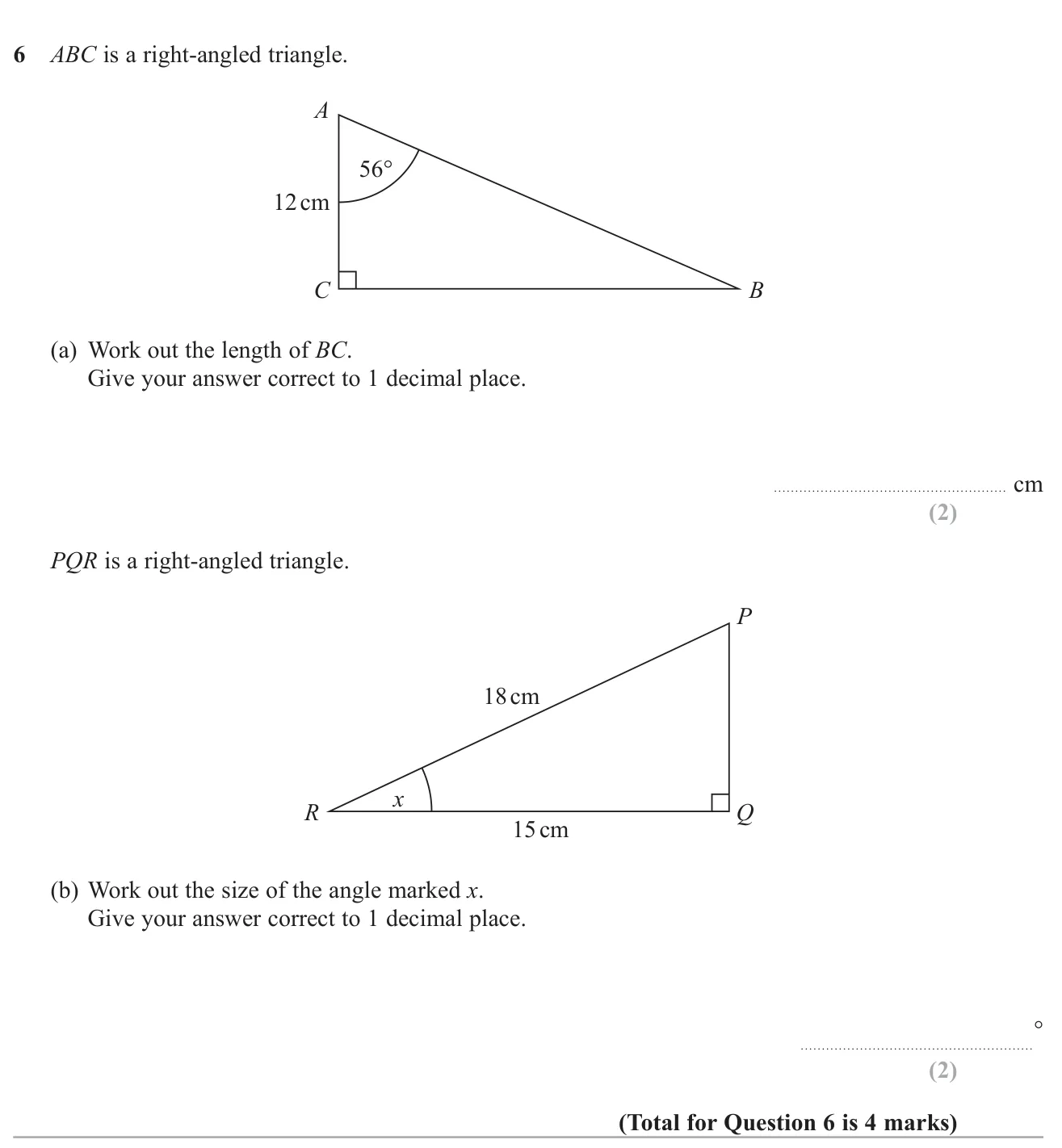Use trigonometry to find a side of a right-angled triangle, then an angle in another.