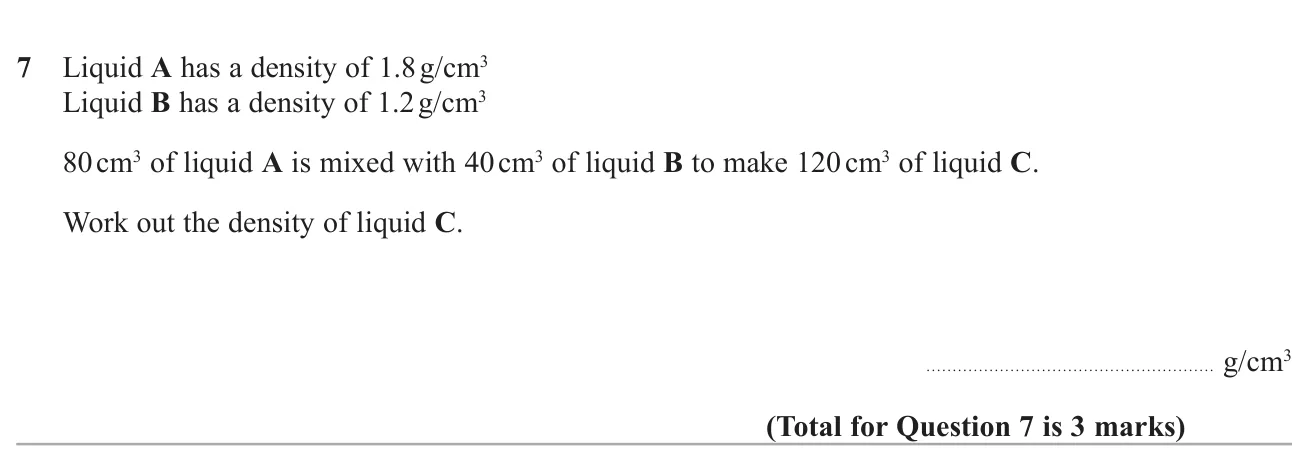 Mix two liquids of known density and volume and find the density of the mixture.