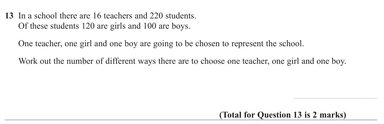 Count the ways to pick one person from each of three groups.