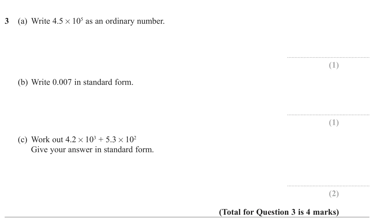 Convert between standard form and ordinary numbers, then add two numbers in standard form.
