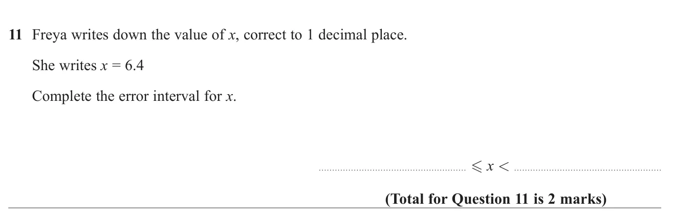 Write the error interval for a number rounded to 1 decimal place.