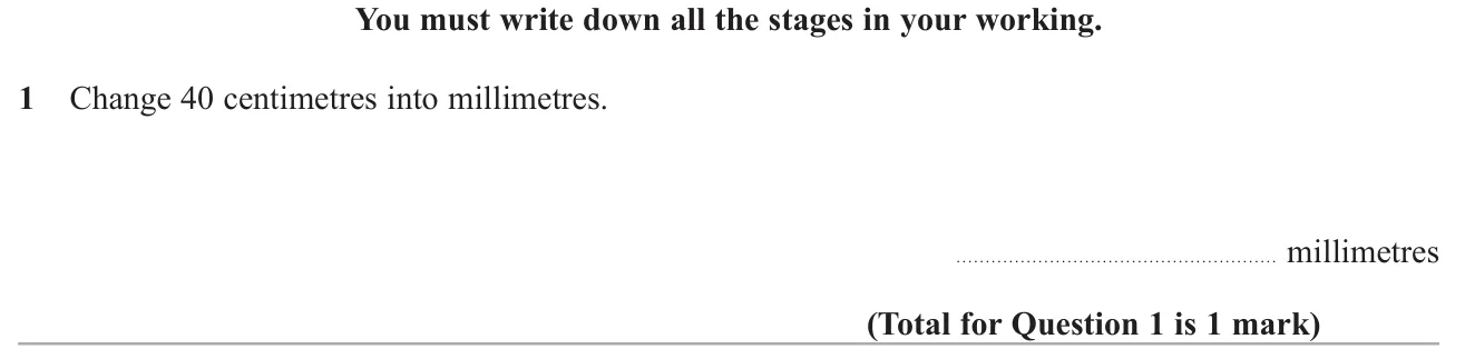 Convert a length given in centimetres to millimetres.