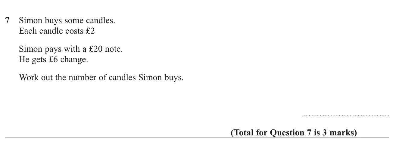 Use the money paid and the change received to find how many items of a set price were bought.