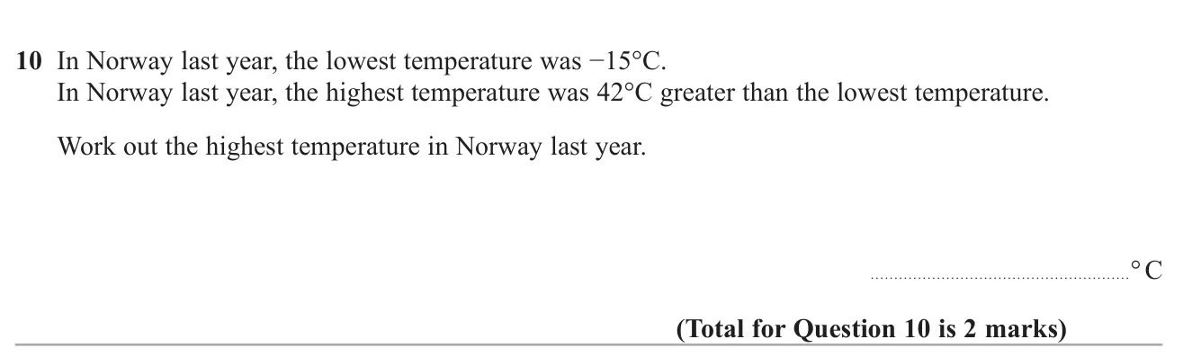 Find a temperature that is a given number of degrees above a negative temperature.