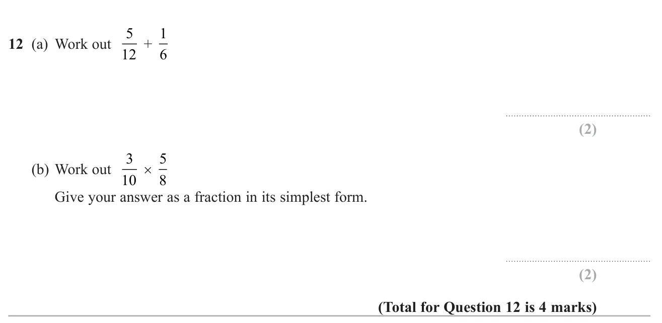Add two fractions with different denominators and multiply two fractions, simplifying fully.