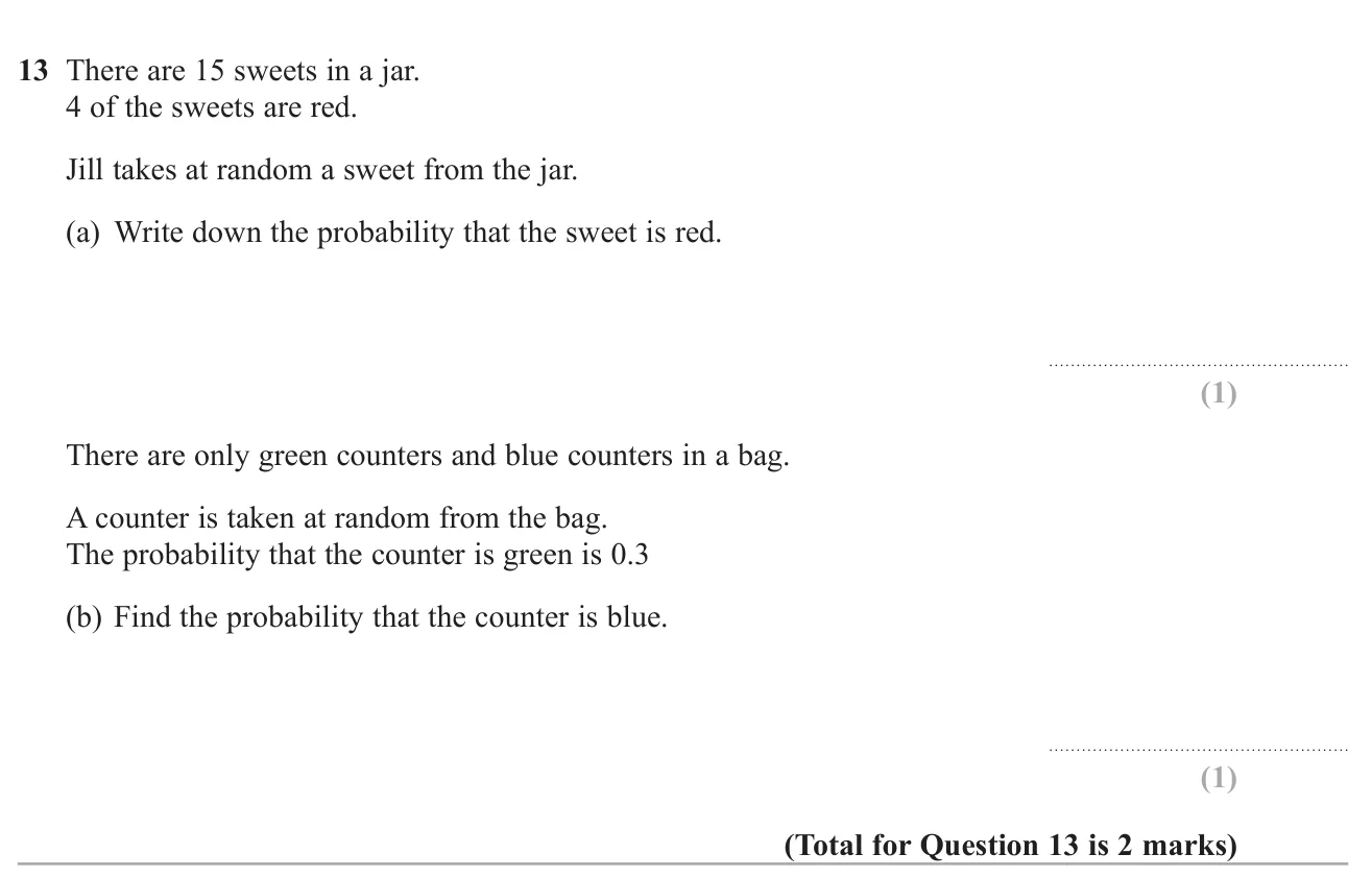 Write a simple probability and find the probability of the only other outcome.
