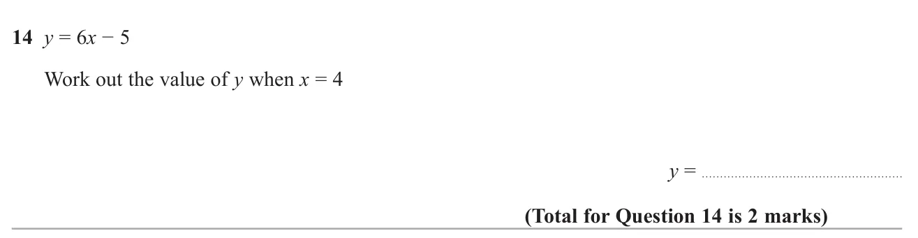 Substitute a value into a linear formula to find y.