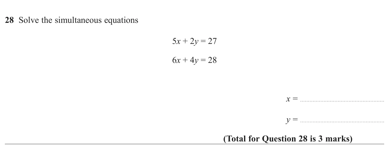 Solve a pair of linear simultaneous equations.