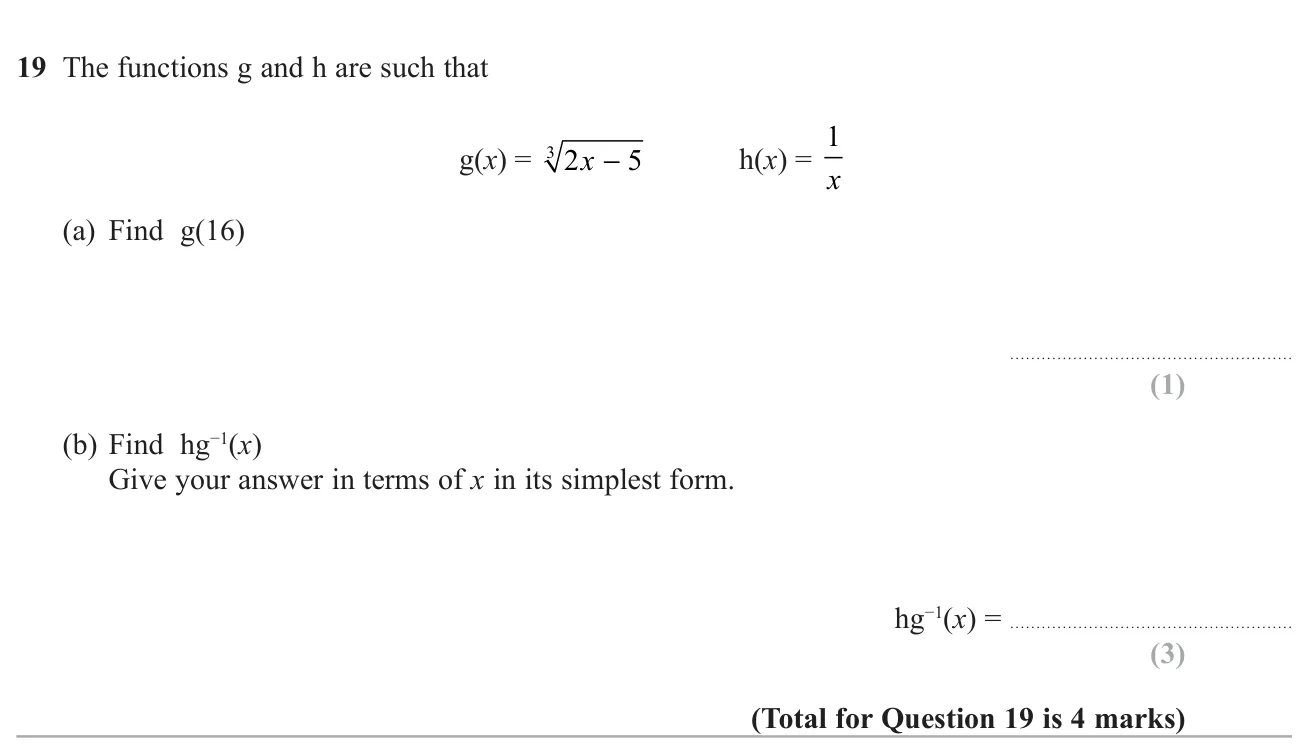 Evaluate a cube-root function, then find the composite of a reciprocal function with an inverse function.