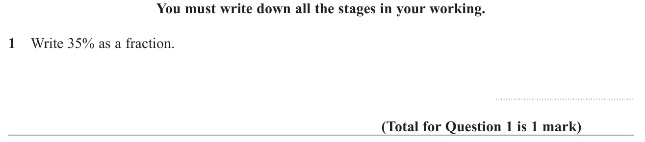 Convert a percentage into a fraction.