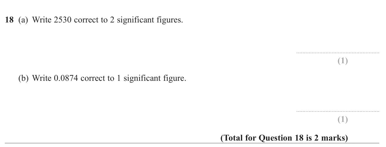 Round a whole number and a decimal to a given number of significant figures.