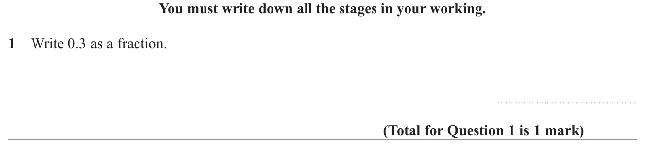 Convert a one-decimal-place number into a fraction.