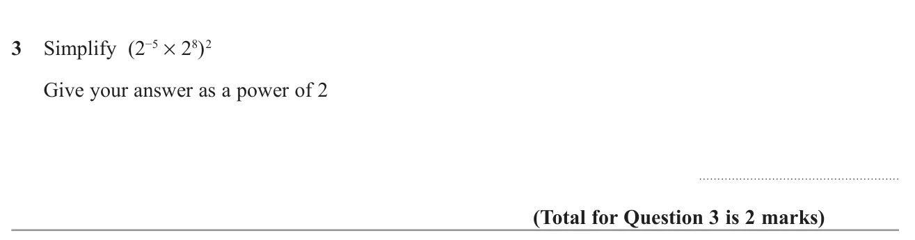 Simplify a squared product of powers of 2 and give the answer as a single power.