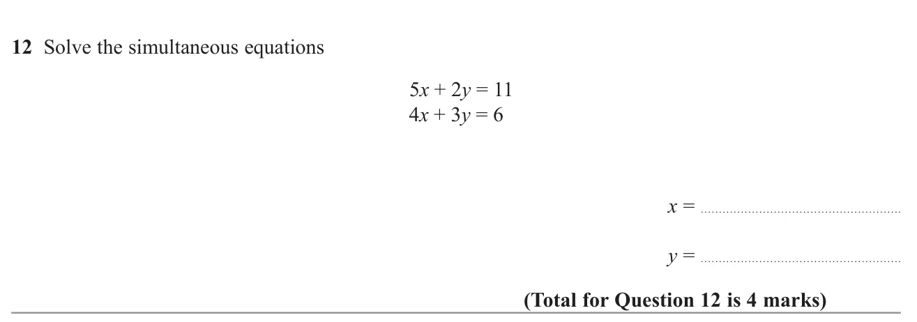 Solve a pair of linear simultaneous equations.