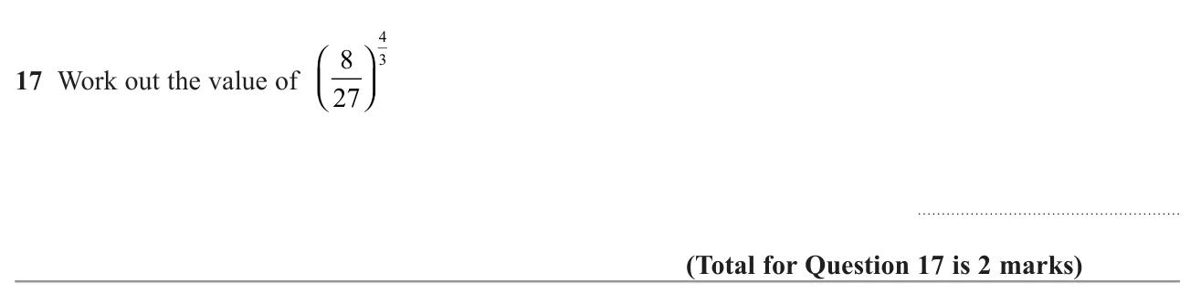 Evaluate a fraction raised to a fractional power without a calculator.