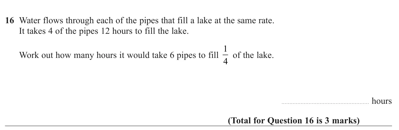 Use inverse proportion to find how long more pipes take to fill part of a lake.