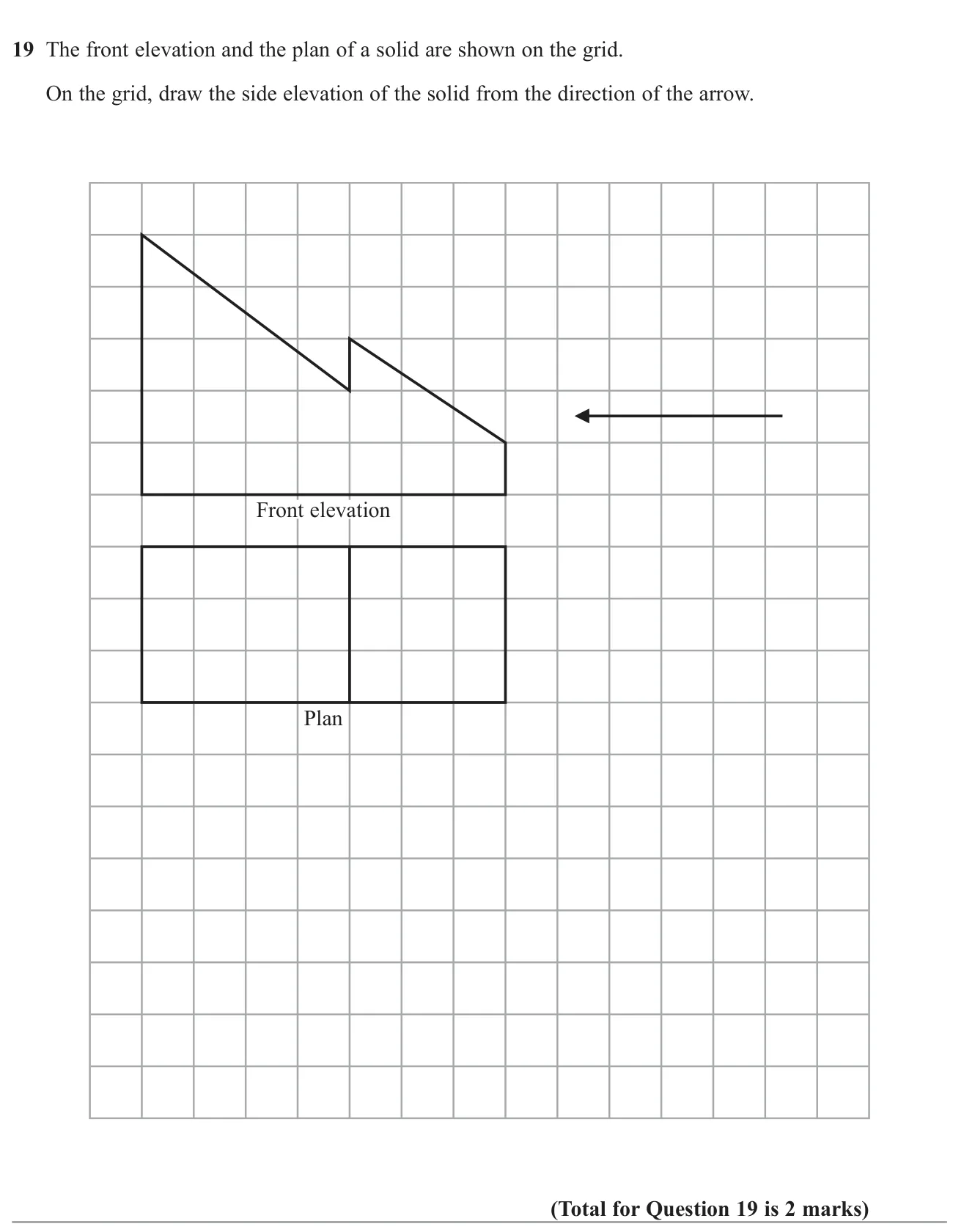 Draw the side elevation of a solid from its front elevation and plan.