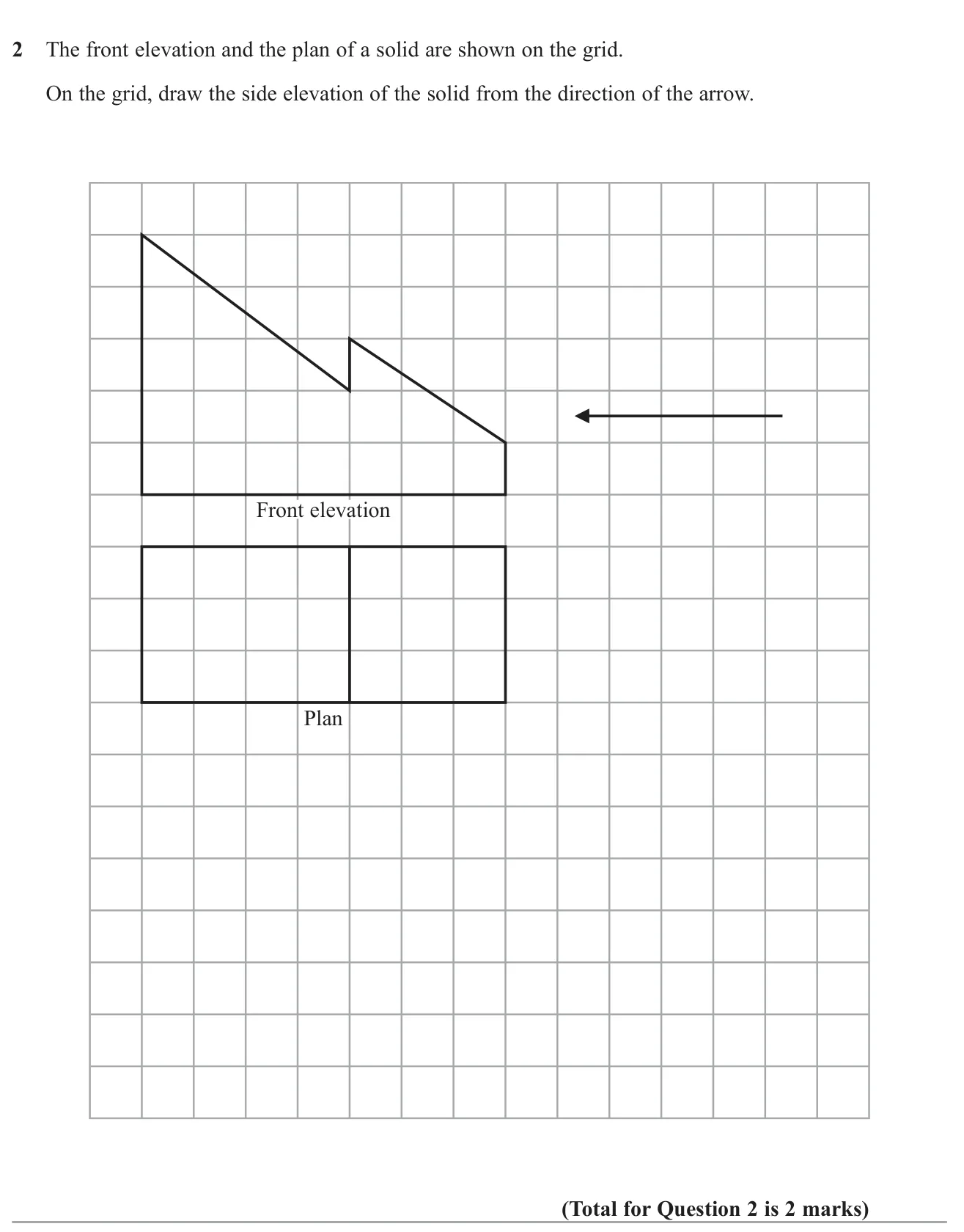 Draw the side elevation of a solid from its front elevation and plan.