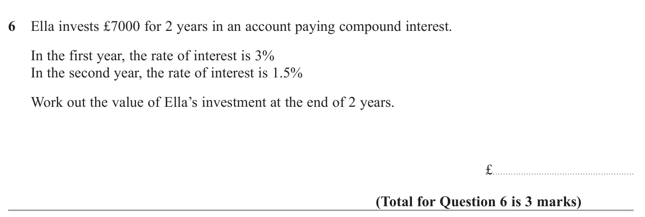 Find the value of an investment after two years of compound interest at different rates.