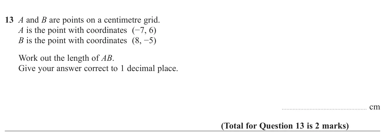 Find the distance between two points from their coordinates, to 1 decimal place.