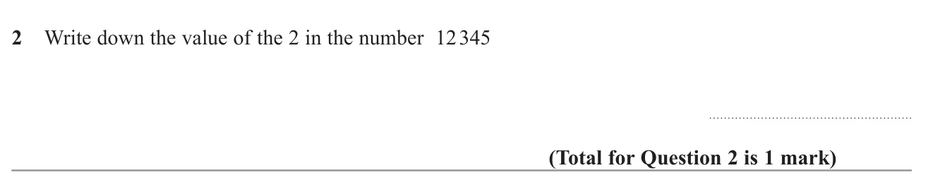 State what the digit 2 is worth in a five-digit number.