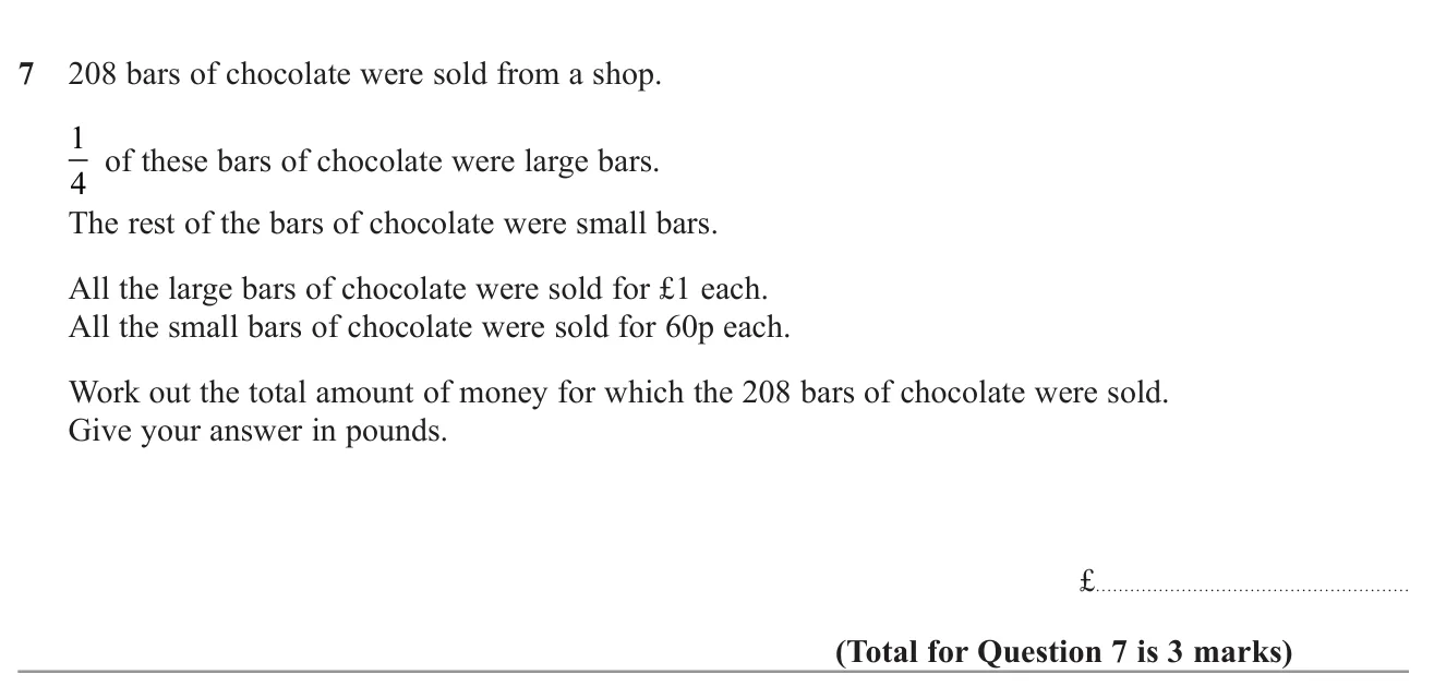 Find the total takings when a quarter of the bars sell at one price and the rest at another.