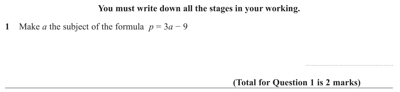 Rearrange a linear formula to make a the subject.