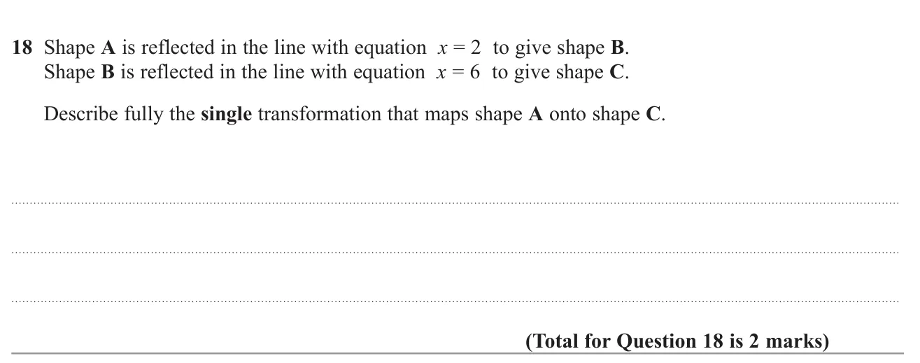 Describe the single transformation equal to two reflections in parallel vertical lines.