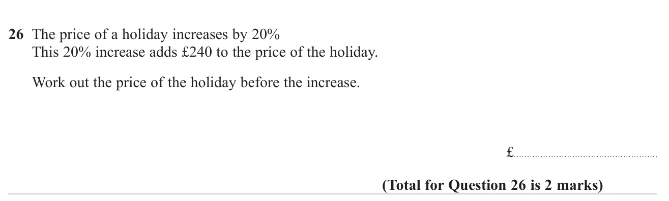 Work backwards from the amount a percentage increase adds to find the original price.