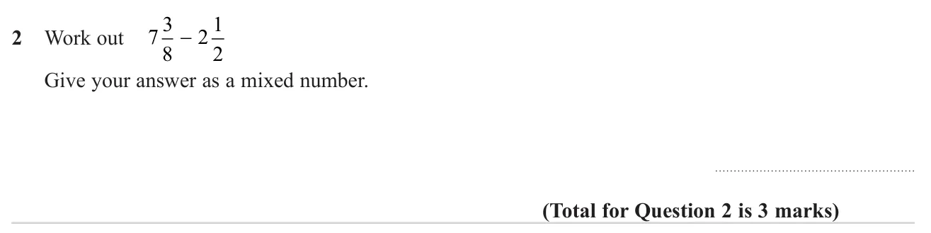 Subtract one mixed number from another and give a mixed number.