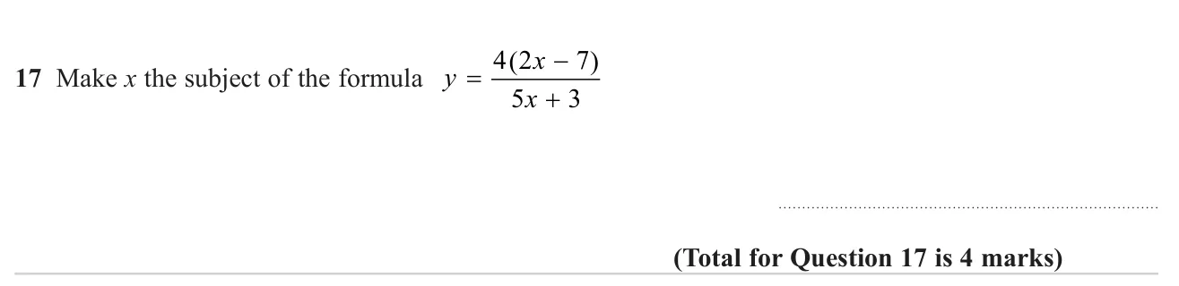 Rearrange a formula with the subject appearing in a fraction's numerator and denominator.