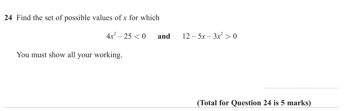 Solve two quadratic inequalities and find the values of x that satisfy both.