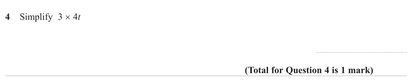 Simplify a product of a number and an algebraic term.