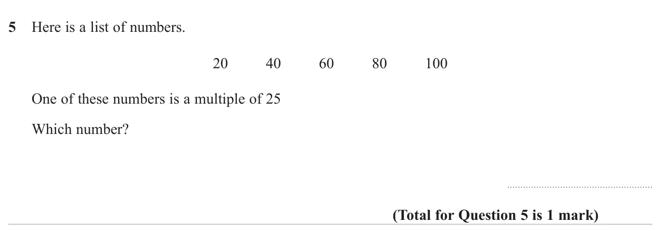 Pick the number from a short list that divides exactly by 25.