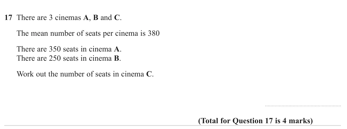 Find a missing value from a mean and the other values.