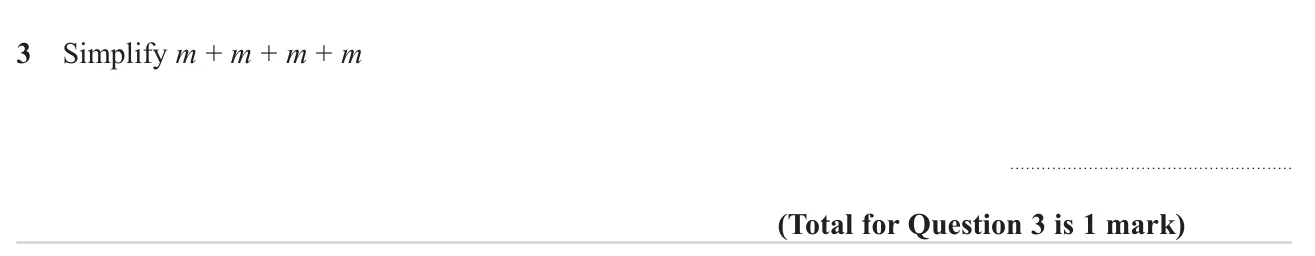 Collect a repeated letter into a single algebraic term.