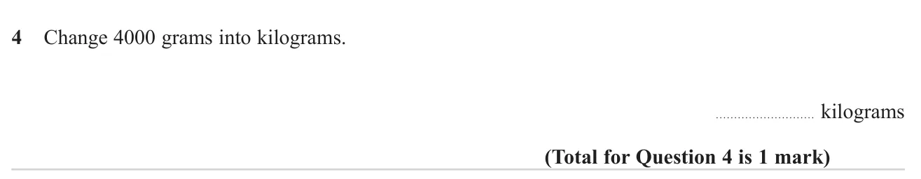 Convert a mass from grams to kilograms.