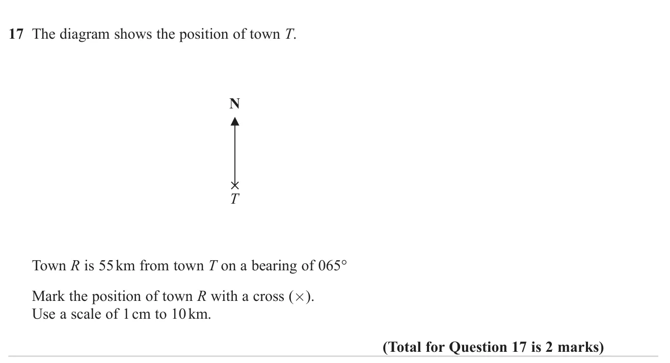 Plot a point from a bearing and a distance using a map scale.