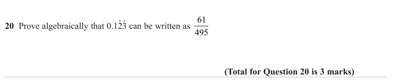 Prove that a recurring decimal is equal to a given fraction.