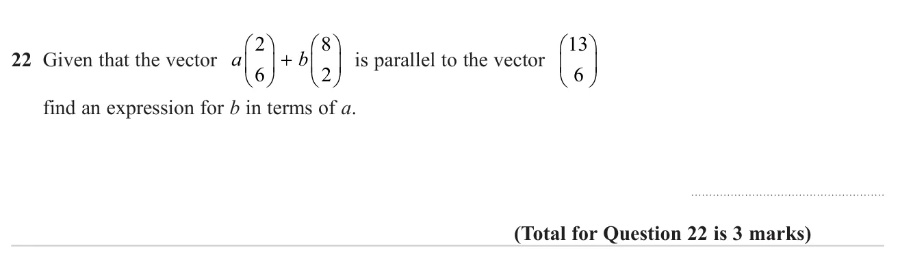 Use the condition for parallel vectors to find a relationship between two unknown coefficients.