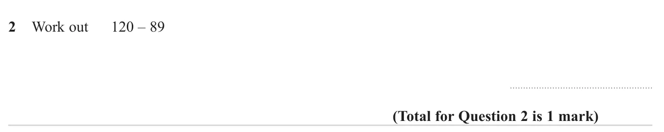 Subtract a two-digit number from a three-digit number without a calculator.